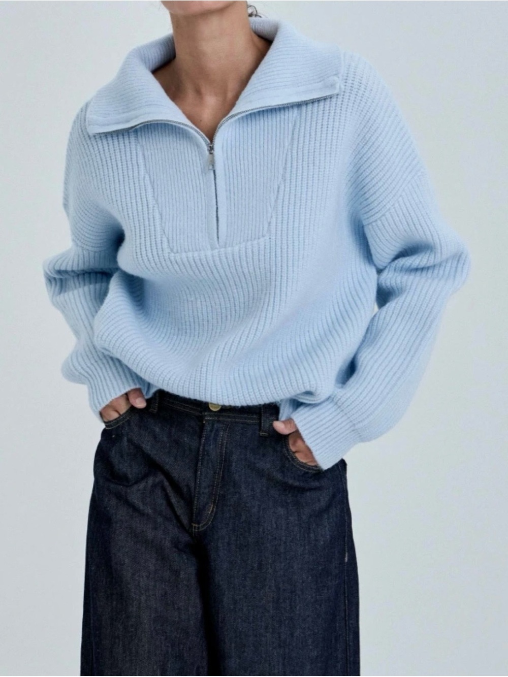 Light Blue Collared Top